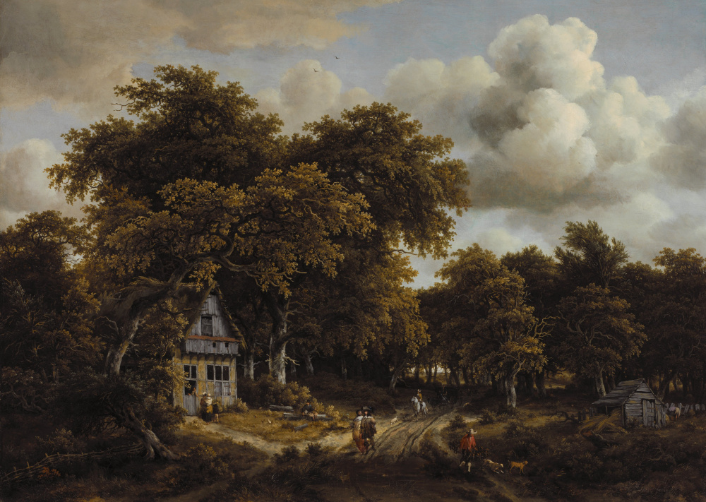 霍贝玛高清油画Meindert Hobbema - Road in the Woods, 1670s.tif
